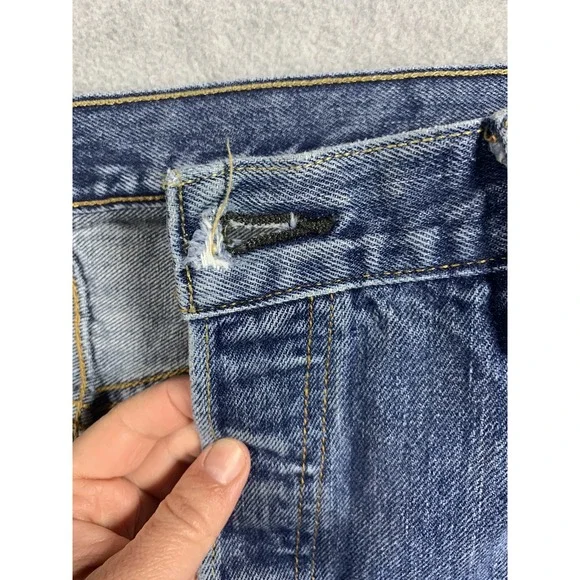 Levi's Men's 501 36x34 Original Straight Fit Button Fly Distressed Jeans - Picture 6 of 11